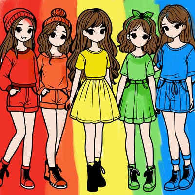 a group of five girls