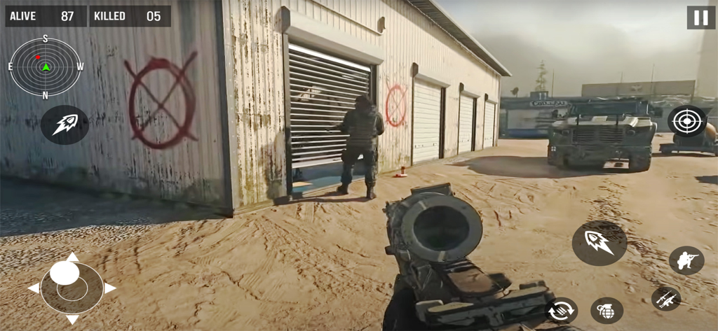 Fps Commando Shooting Gun Game - First person shooter mission gameplay with commando aiming weapon in desert base