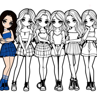 a group of girls realistic