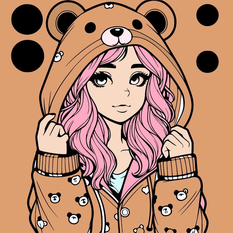 realistic girl in a animal pjs hoodie