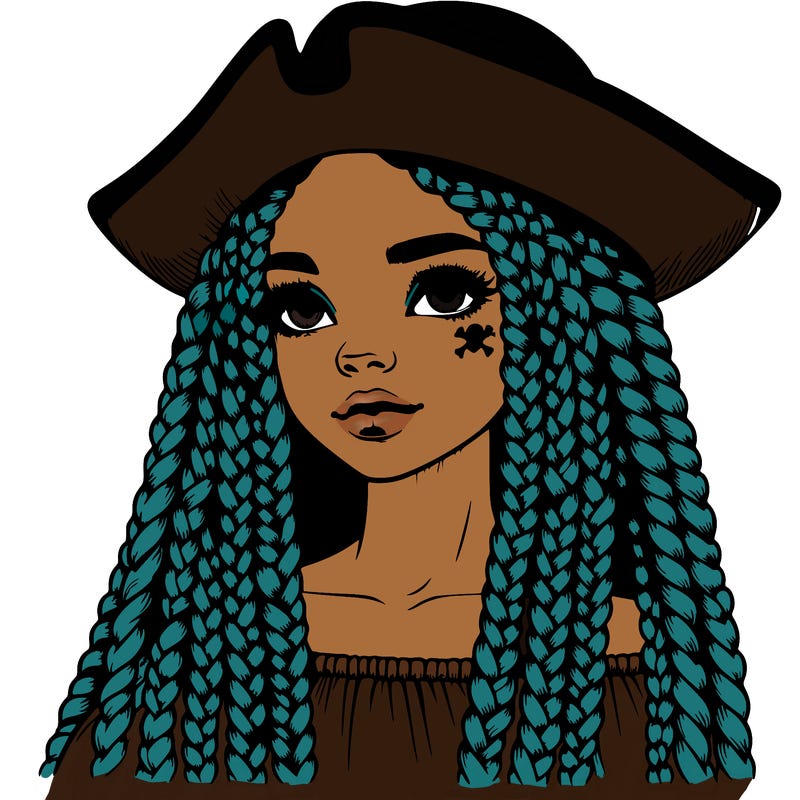 realistic girl with box braids and i realistic pirate hat
