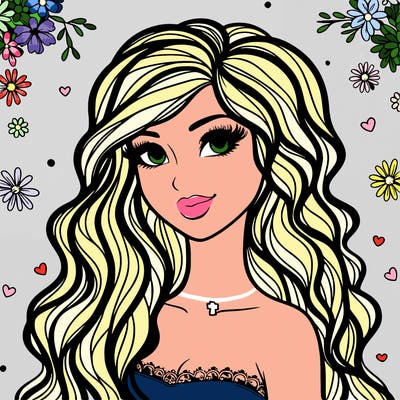 pretty woman with long wavy hair