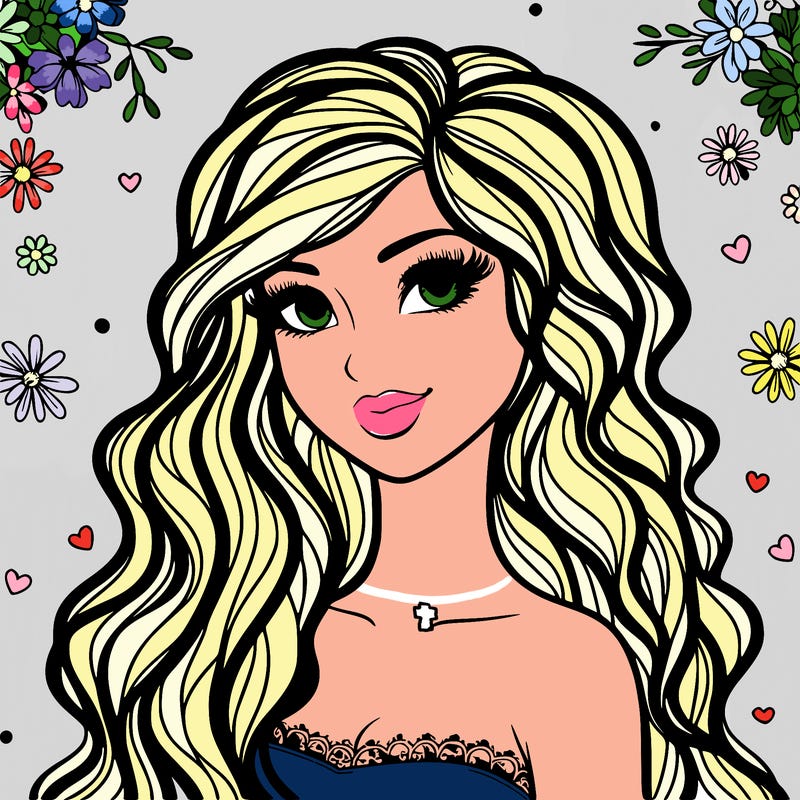 pretty woman with long wavy hair