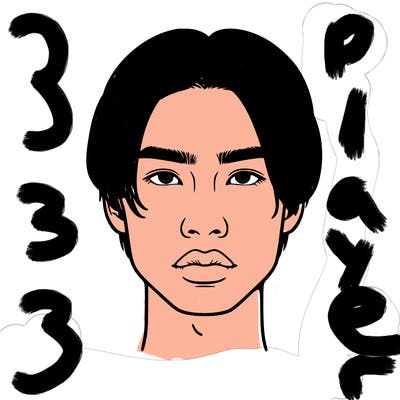 asian guy with straight parted hair and full lips
