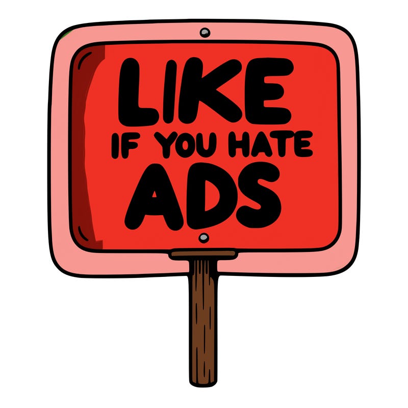 a sign that says like if you hate ads
