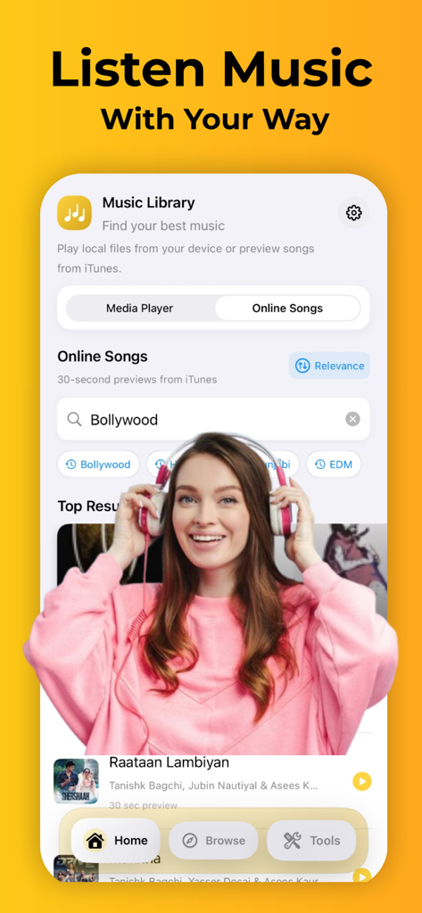 SnapTube : HD Videos Mp3 Music - SnapTube app interface showing music library with online song search and featured tracks