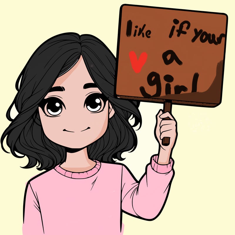 realistic girl holding up a sign