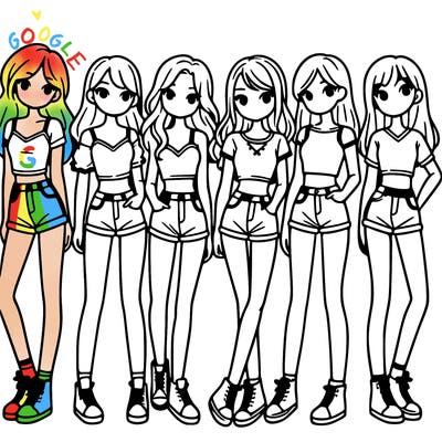 a group of girls wearing crop tops and shorts