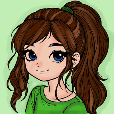 realistic girl with ponytail