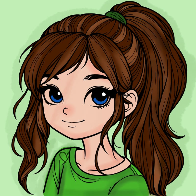 realistic girl with ponytail