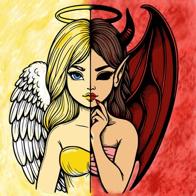 realistic angel half demon
