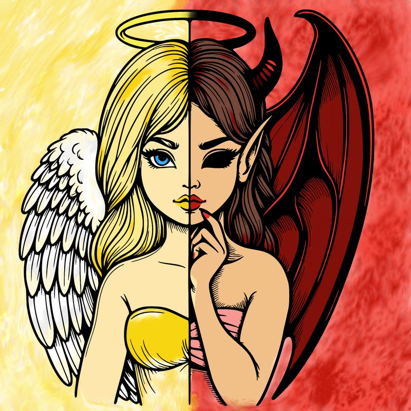 realistic angel half demon