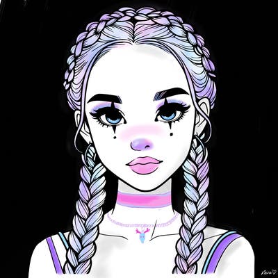 realistic girl with braids