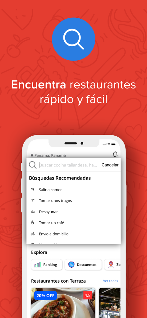 Degusta - Interface de busca móvel para o aplicativo de descoberta de restaurantes Degusta