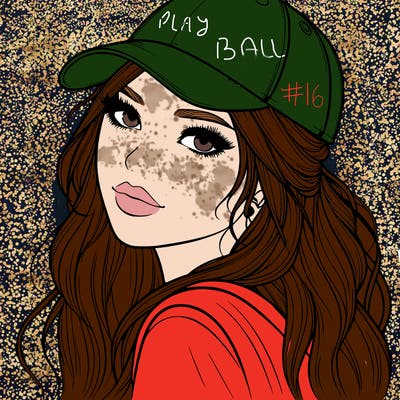 realistic beautiful girl with backward cap