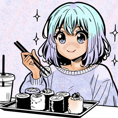 manga girl who loves sushi