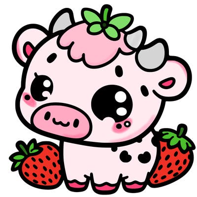 strawberry milk cow cute
