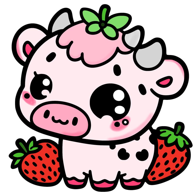 strawberry milk cow cute