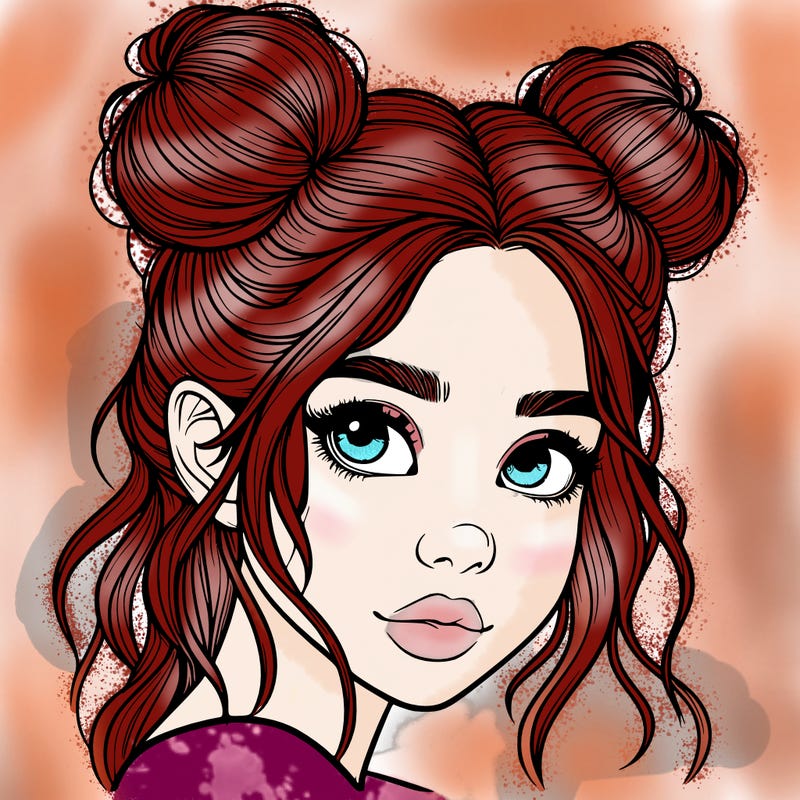 realistic girl with hair buns on her head