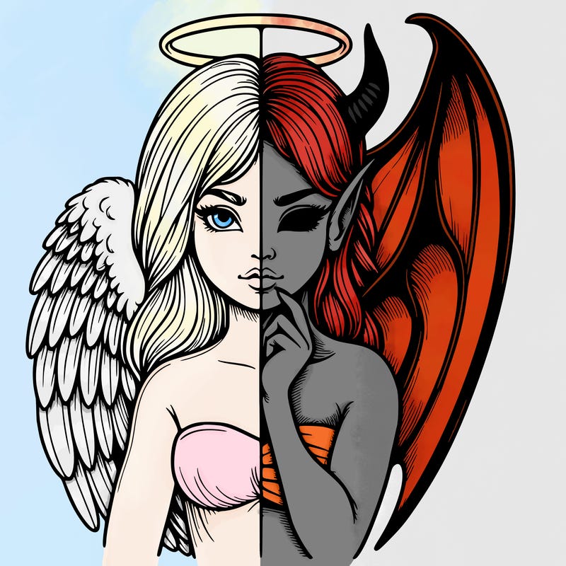 realistic angel half demon