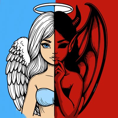 realistic angel half demon