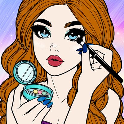 realistic girl doing makeup