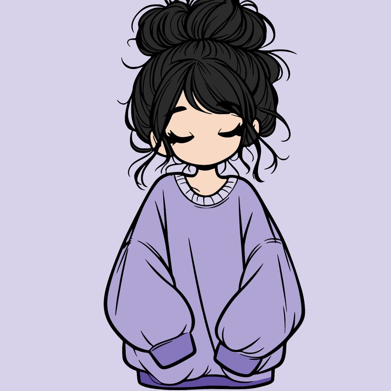girl with baggy sweatshirt and messy bun