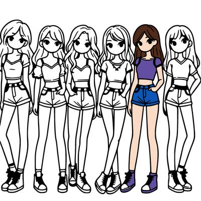 a group of girls wearing crop tops and shorts