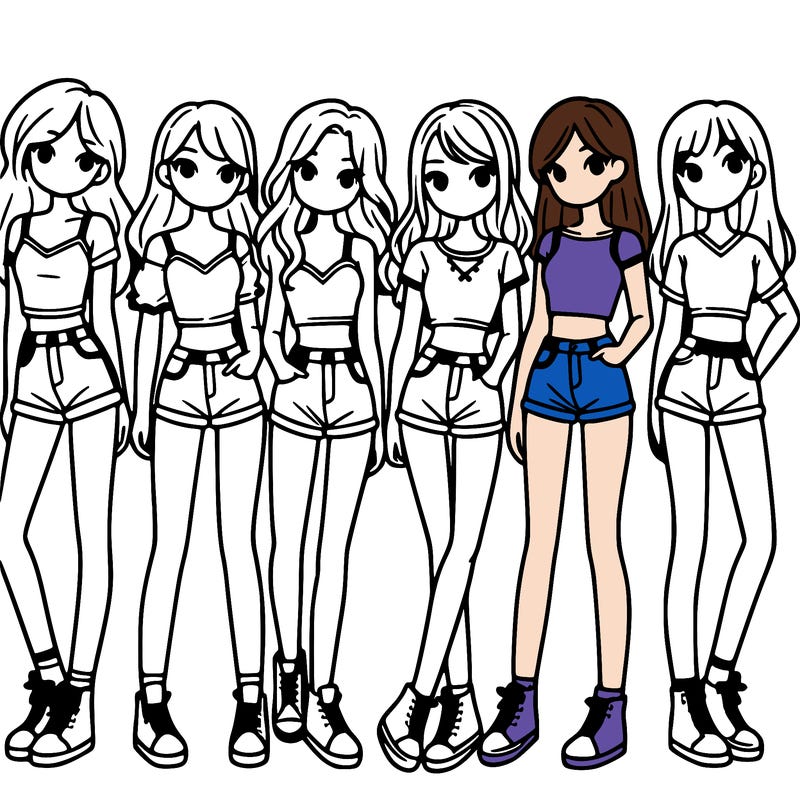 a group of girls wearing crop tops and shorts