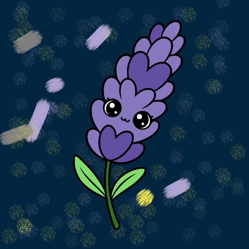 the flower lavender kawaii but cute and a little realistic