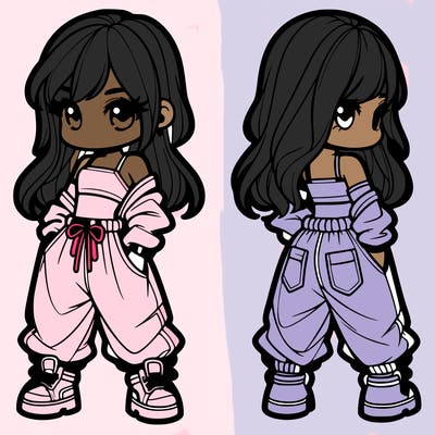 girl in crop top and baggy pants