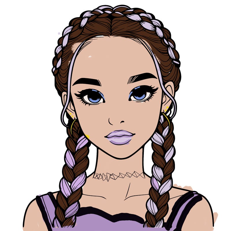 realistic girl with braids