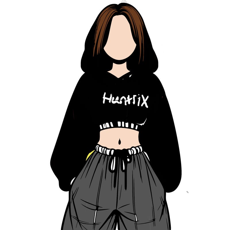realistic girl faceless with baggy pants and a crop top