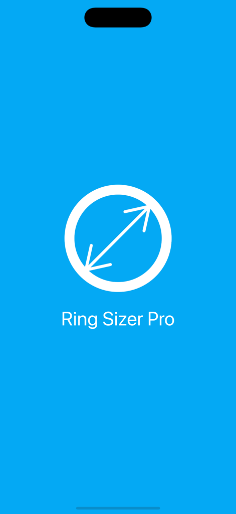 Ring Sizer Pro - Ring Sizer Pro app splash screen with logo and title on a blue background