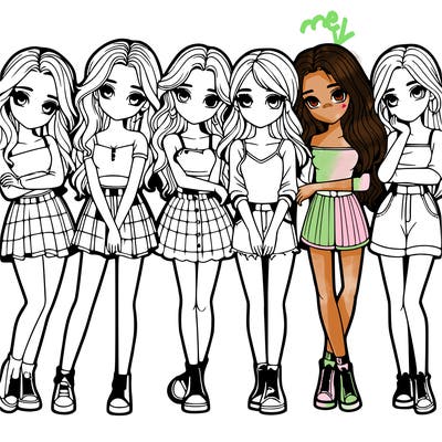 a group of girls realistic