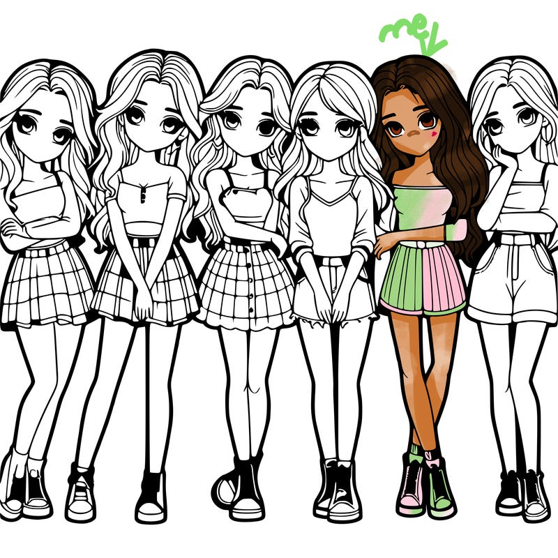 a group of girls realistic