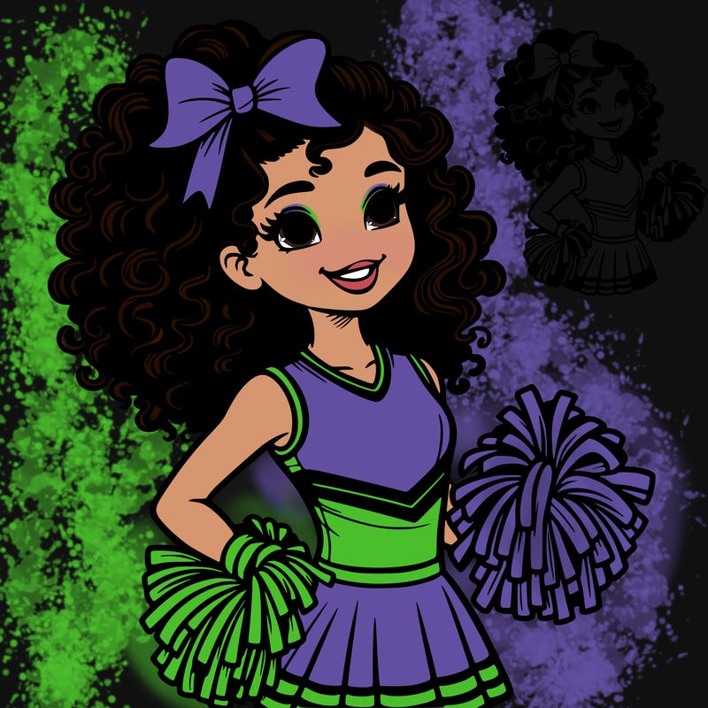 realistic cheer leader with curly hair