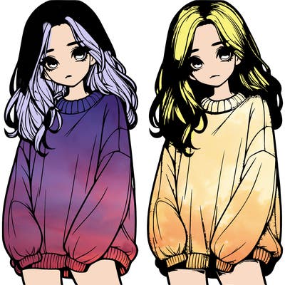 realistic girl with baggy sweater