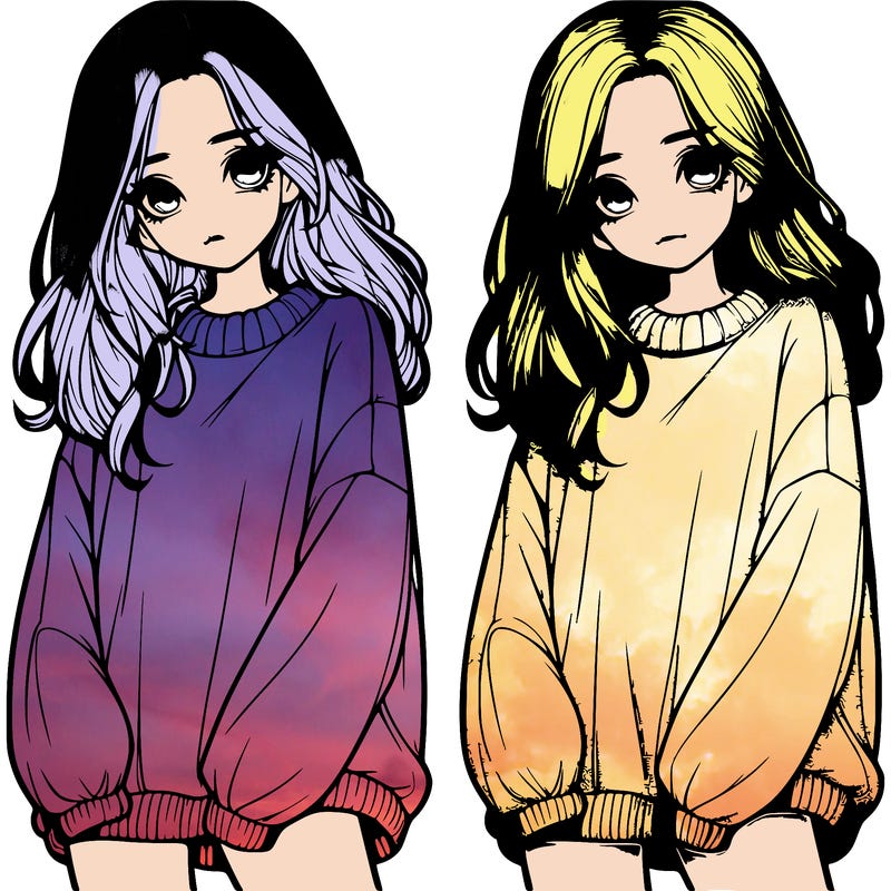 realistic girl with baggy sweater