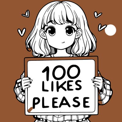 a girl holding a sign saying 100 likes please