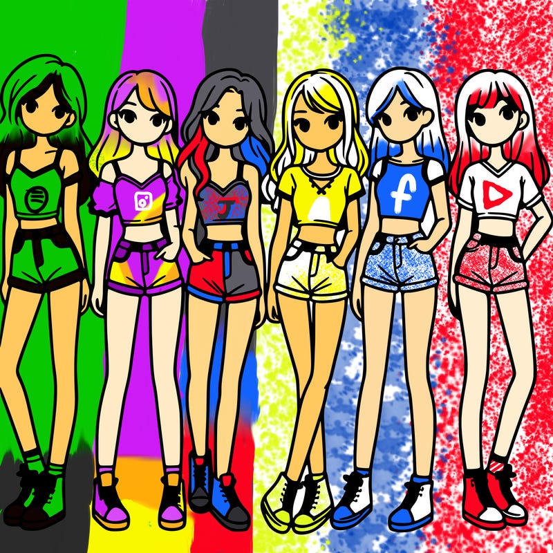 a group of girls wearing crop tops and shorts