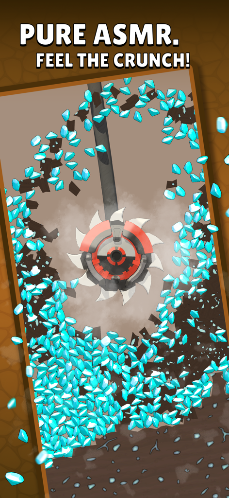 A large circular drill carving through blue diamonds in the Drill and Collect idle game