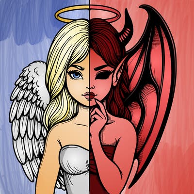 realistic angel half demon