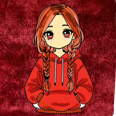 a realistic girl with a oversized hoodie and she has braids