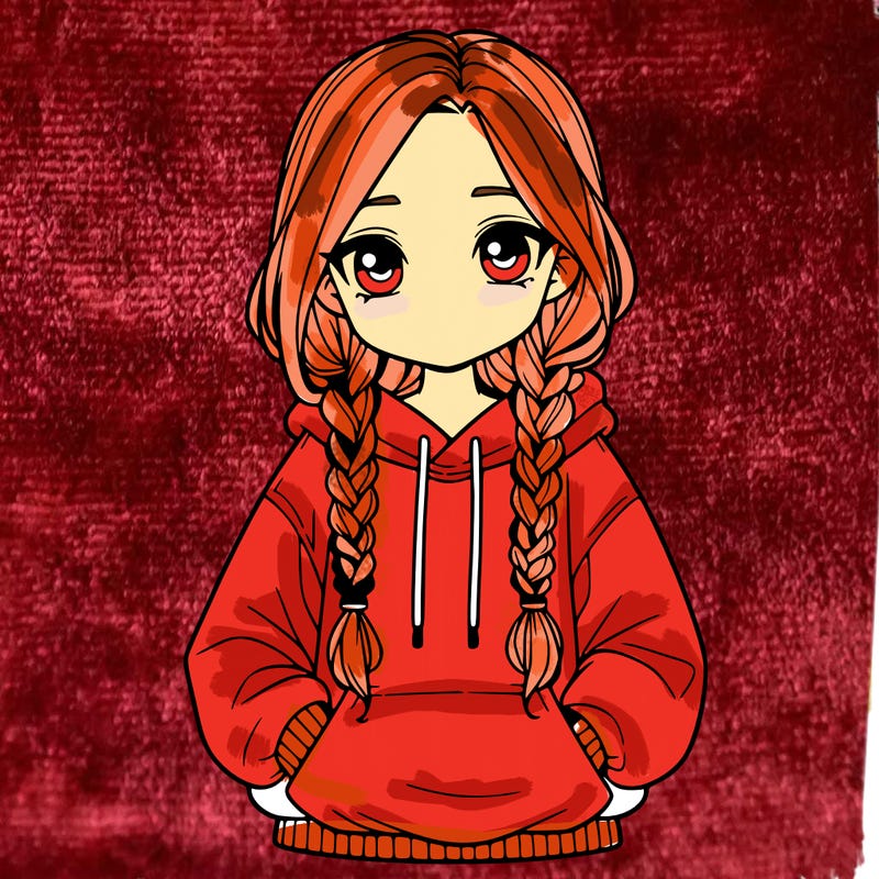 a realistic girl with a oversized hoodie and she has braids