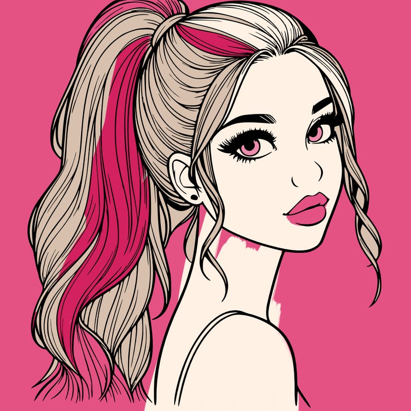 realistic pretty girl with high pony tail