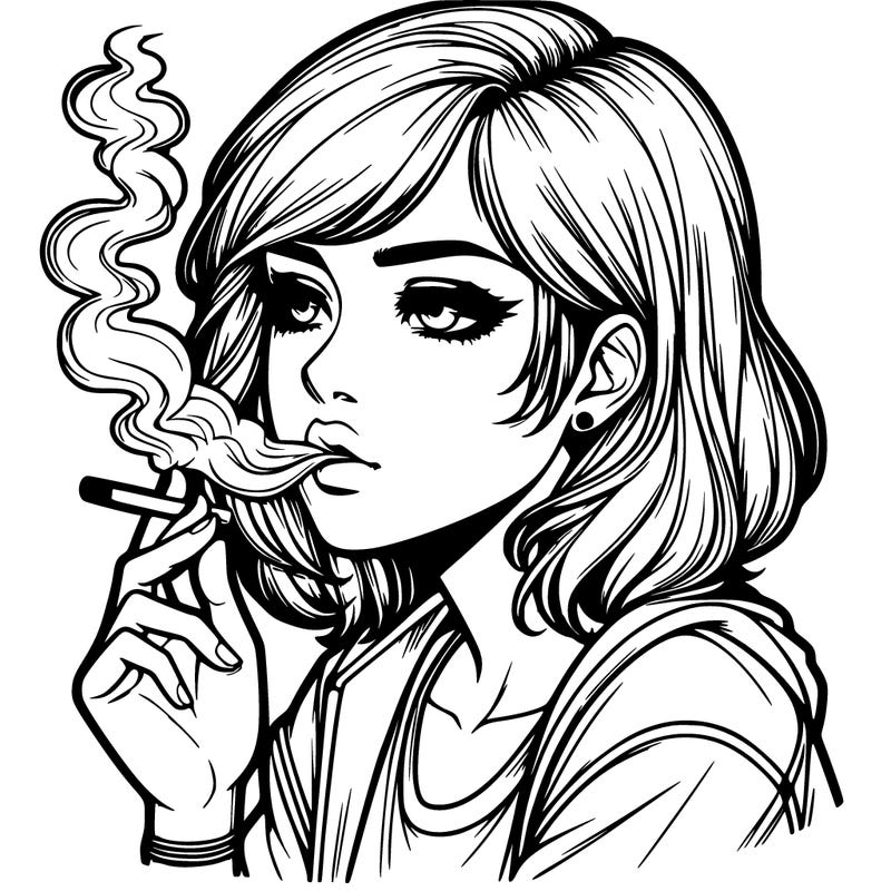 realistic girl smoking