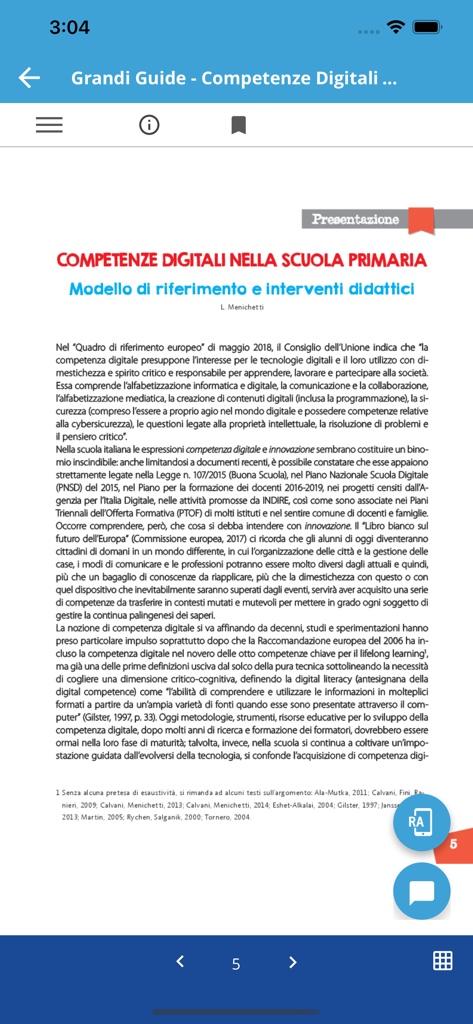 Digital textbook interface showing educational content in the Raffaello Player app