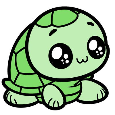 cute little animated turtle