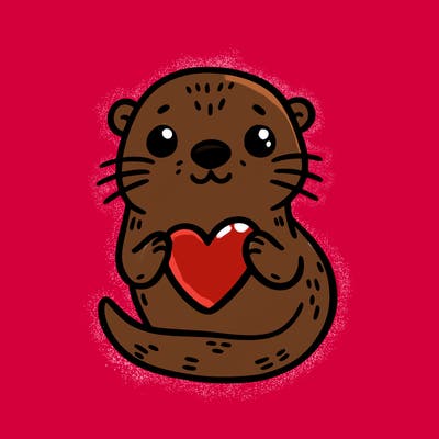 otter with a heart
